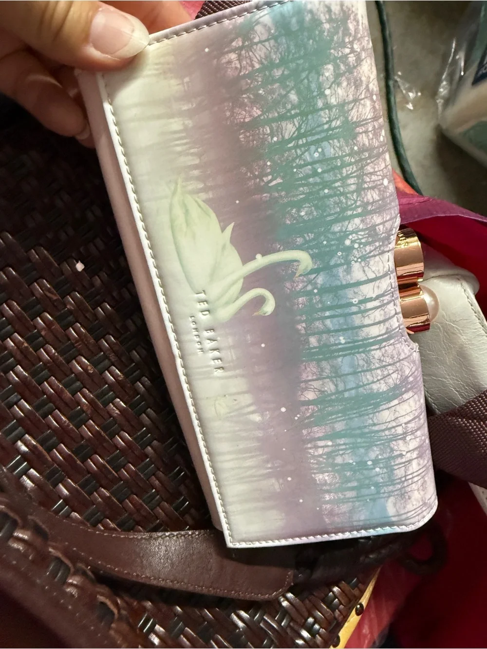 NWT Ted Baker Pink Gradient Swan Print Wallet